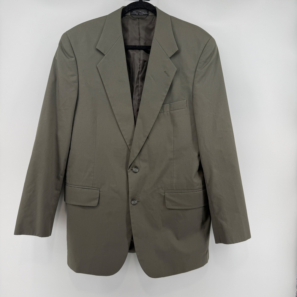 CRICKETEER Mens Blazer‎ Jacket Size 42 LGrey Cotton Polyester Two Button - Picture 2 of 6